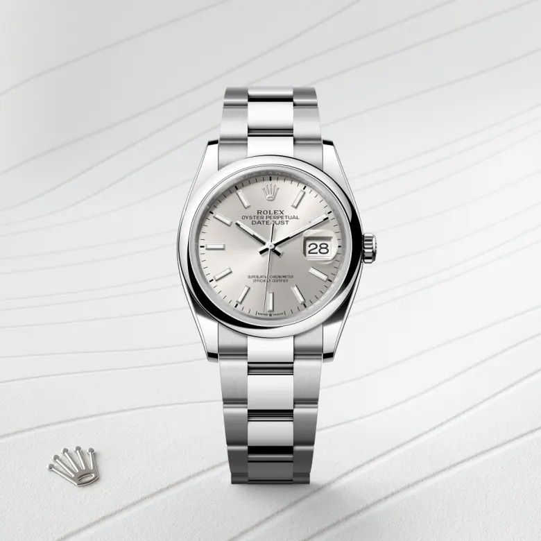 Rolex Datejust 36 in Oystersteel with a silver dial, domed bezel, and Oyster bracelet - AH Riise