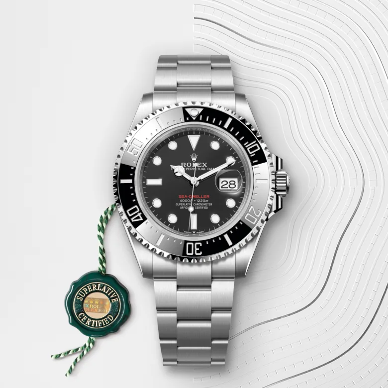 Rolex Sea-Dweller in Oystersteel with an intense black dial, black ceramic and platinum bezel, and Oyster bracelet - AH Riise