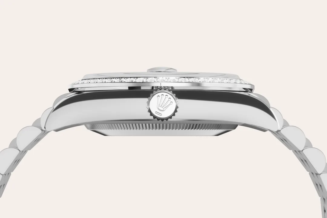 Rolex Datejust 36 in Oystersteel, white gold and diamonds with a white mother-of-pearl dial with diamonds, bezel with diamonds, and Jubilee bracelet, m126284rbr-0011 - AH Riise Rolex Datejust 36 in Oystersteel, white gold and diamonds with a white mother-of-pearl dial with diamonds, bezel with diamonds, and Jubilee bracelet, m126284rbr-0011 - AH Riise