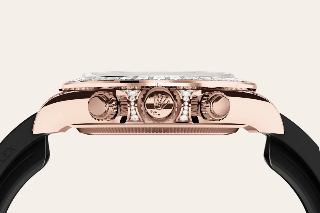 Rolex Cosmograph Daytona in Everose gold and diamonds with Sundust and bright black dial, bezel set with diamonds, and Oysterflex bracelet, m126535tbr-0002 - AH Riise Rolex Cosmograph Daytona in Everose gold and diamonds with Sundust and bright black dial, bezel set with diamonds, and Oysterflex bracelet, m126535tbr-0002 - AH Riise